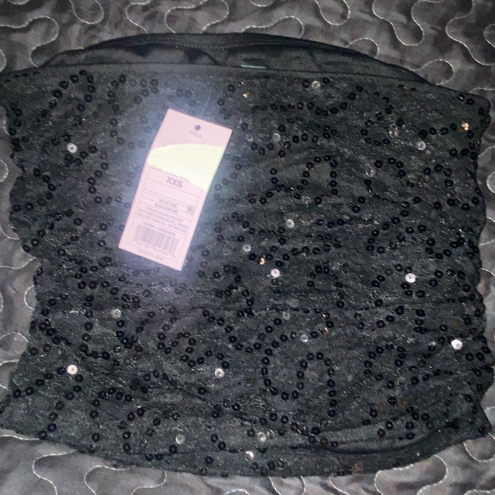 Black Sequin Tube Top XXS